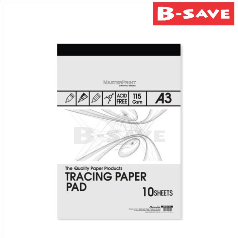 Masterprint Tracing Paper Pad 115gsm 10 Sheets A4 A3 A2 Kertas Surih