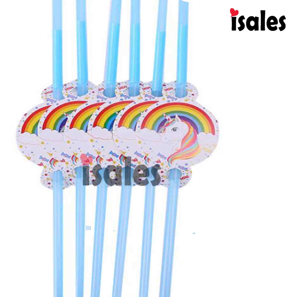 ISALES 6pcs Rainbow Unicorn Theme Drinking Straw Kids Party Decoration Birthday | Shopee Malaysia