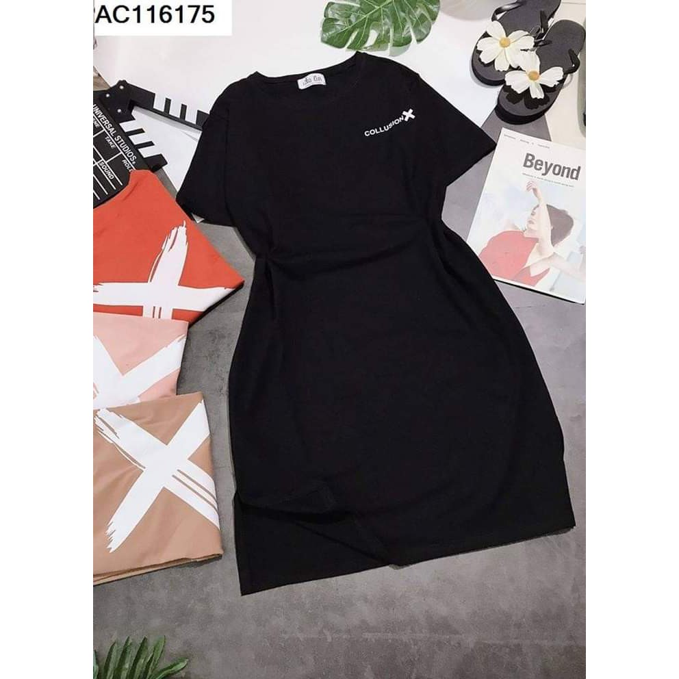 Women's Dress With Split Flaps Printed in The Letter X Front And Back ...