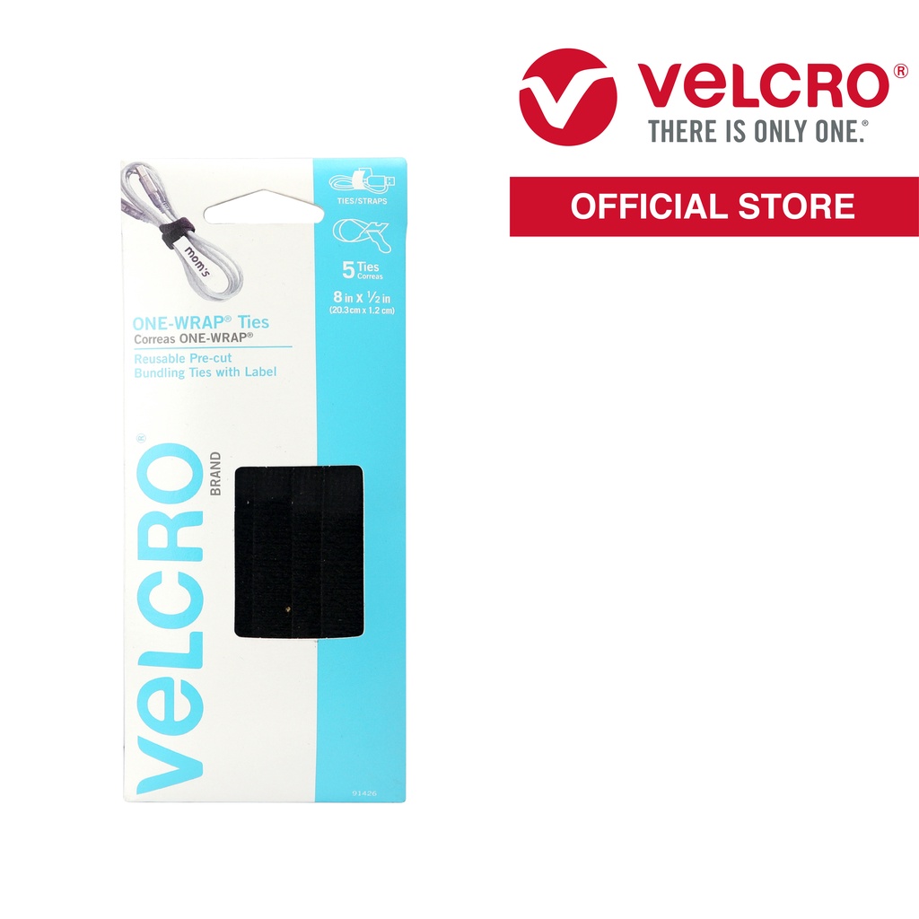 VELCRO One-Wrap Cable Ties w/ Label 5s 20.3cm x 1.2cm Black (91426 ...