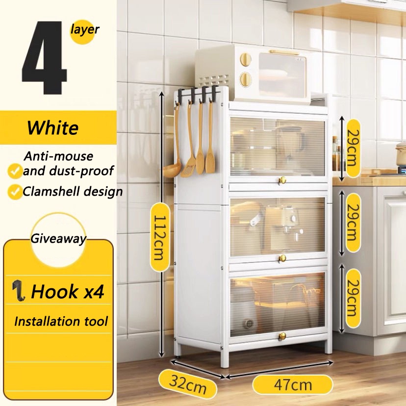 🔥Storage door clamshell new kitchen shelf floor multi