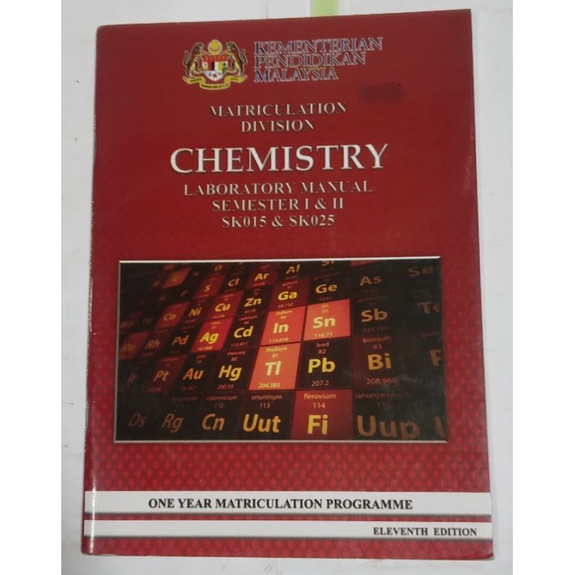 Matriculation Book Chemistry Laboratory Manual Semester 1 & 2 SK015
