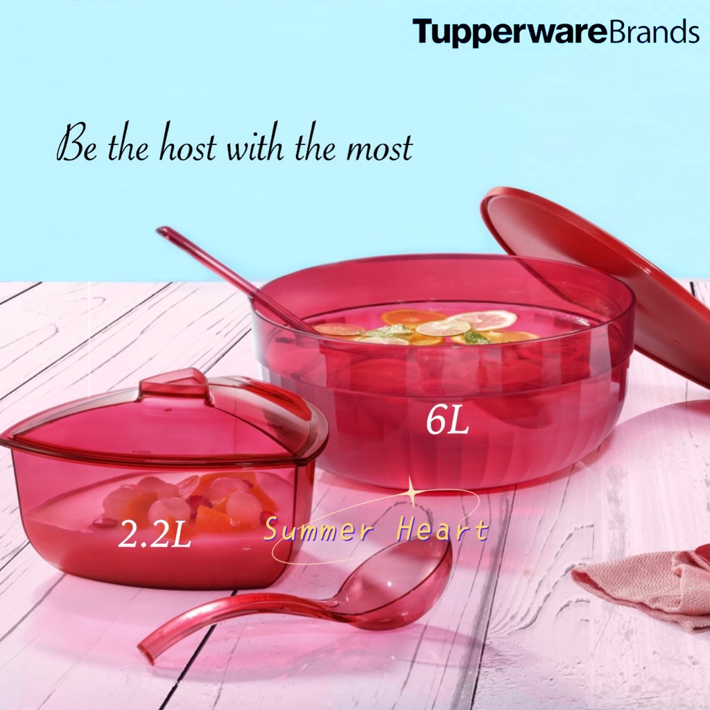 Tupperware Roza Bowl 2.2L with Ladle / Punch Bowl 6L with Ladle / Punch