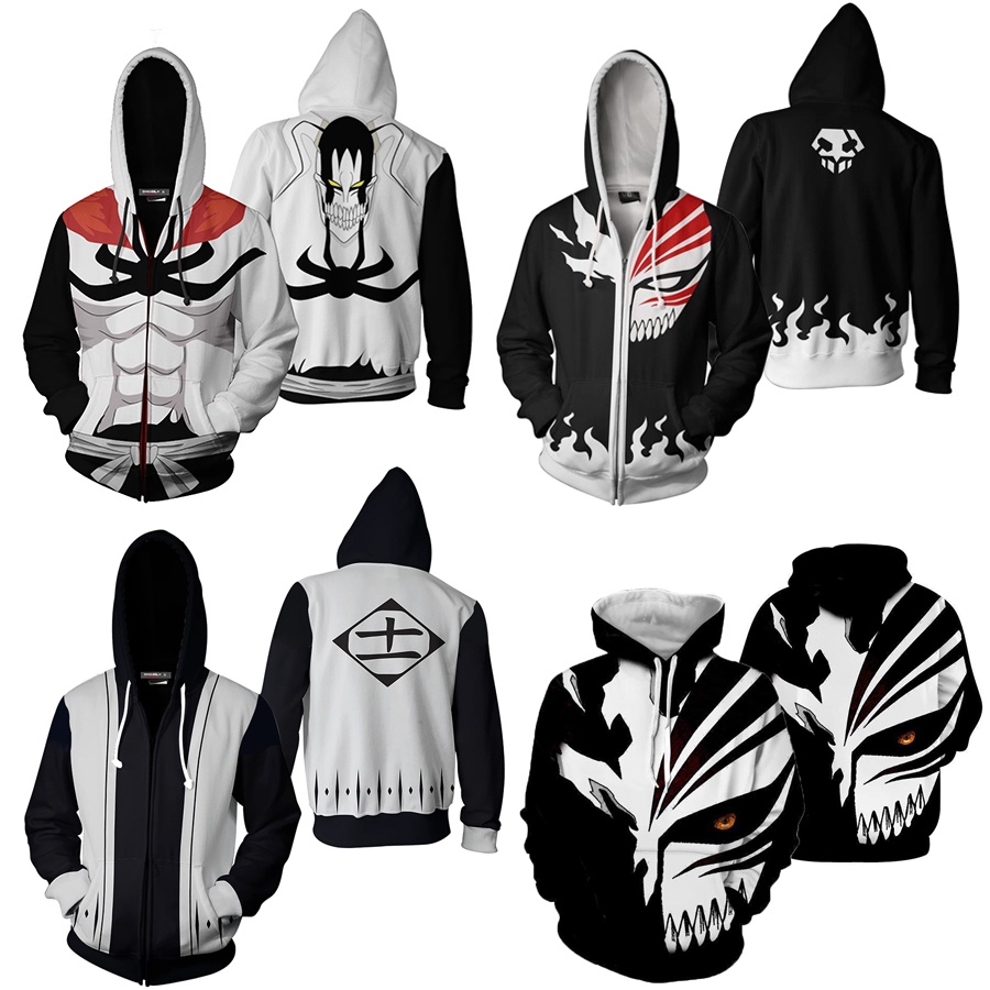 Bleach Kenpachi Zaraki 11th Division Cosplay Zip Up Hoodie Jacket