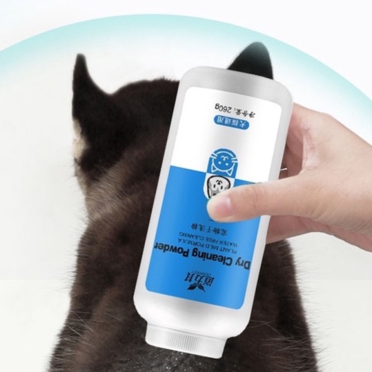 Pet Cat Dry Shampoo Powder Bedak Kutu Kucing Syampu Sabun Kering Kucing