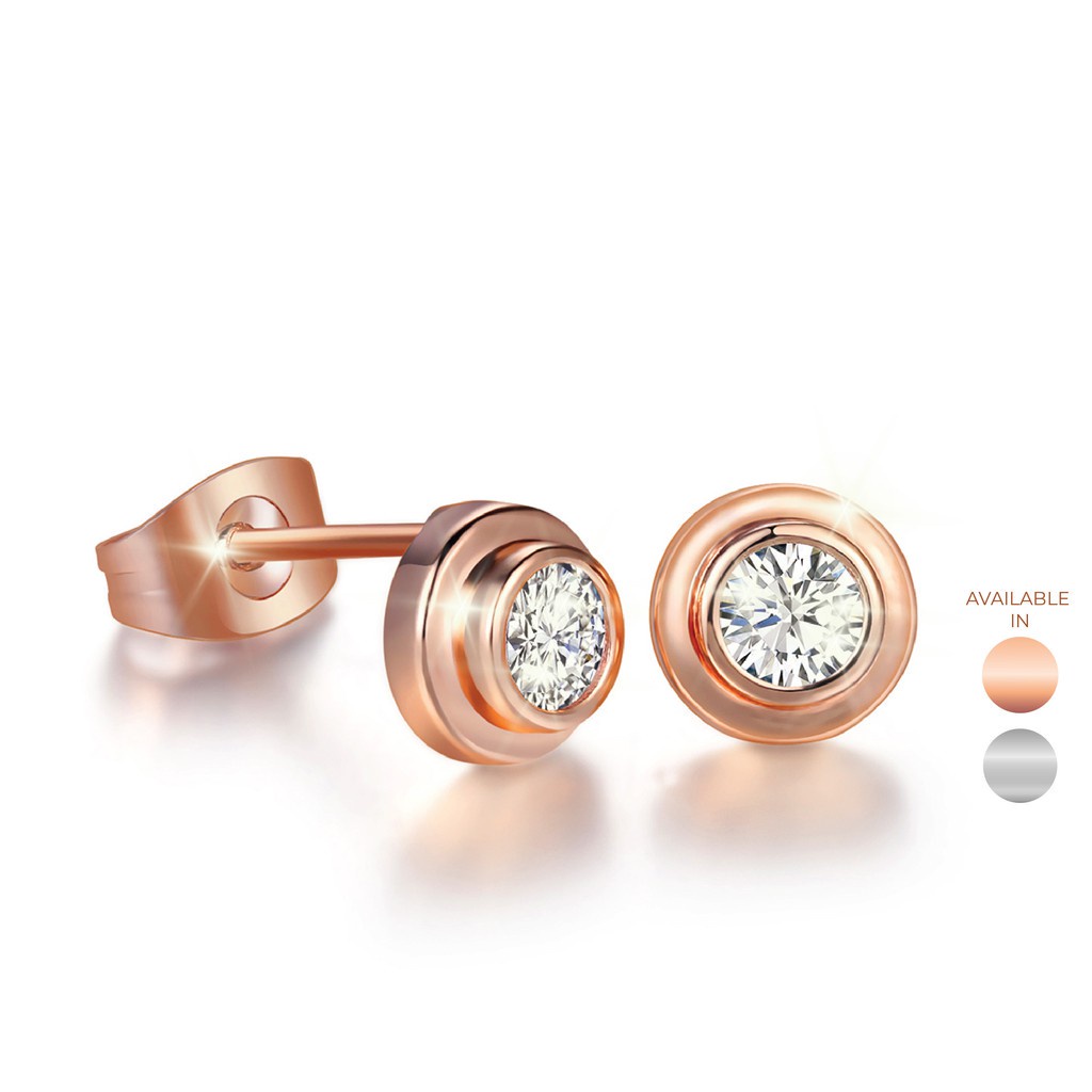 Lux Stud Earrings, Silver, Rose Gold