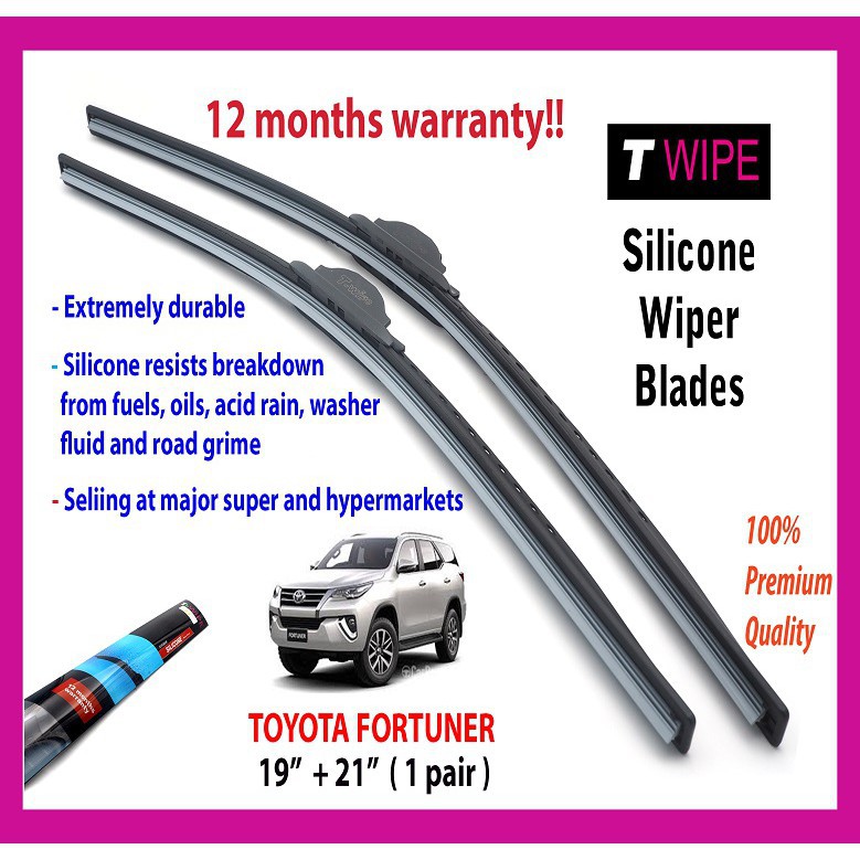 TOYOTA FORTUNER Premium Silicone Car Wiper 19" + 21" ( 1 pair) TWIPE
