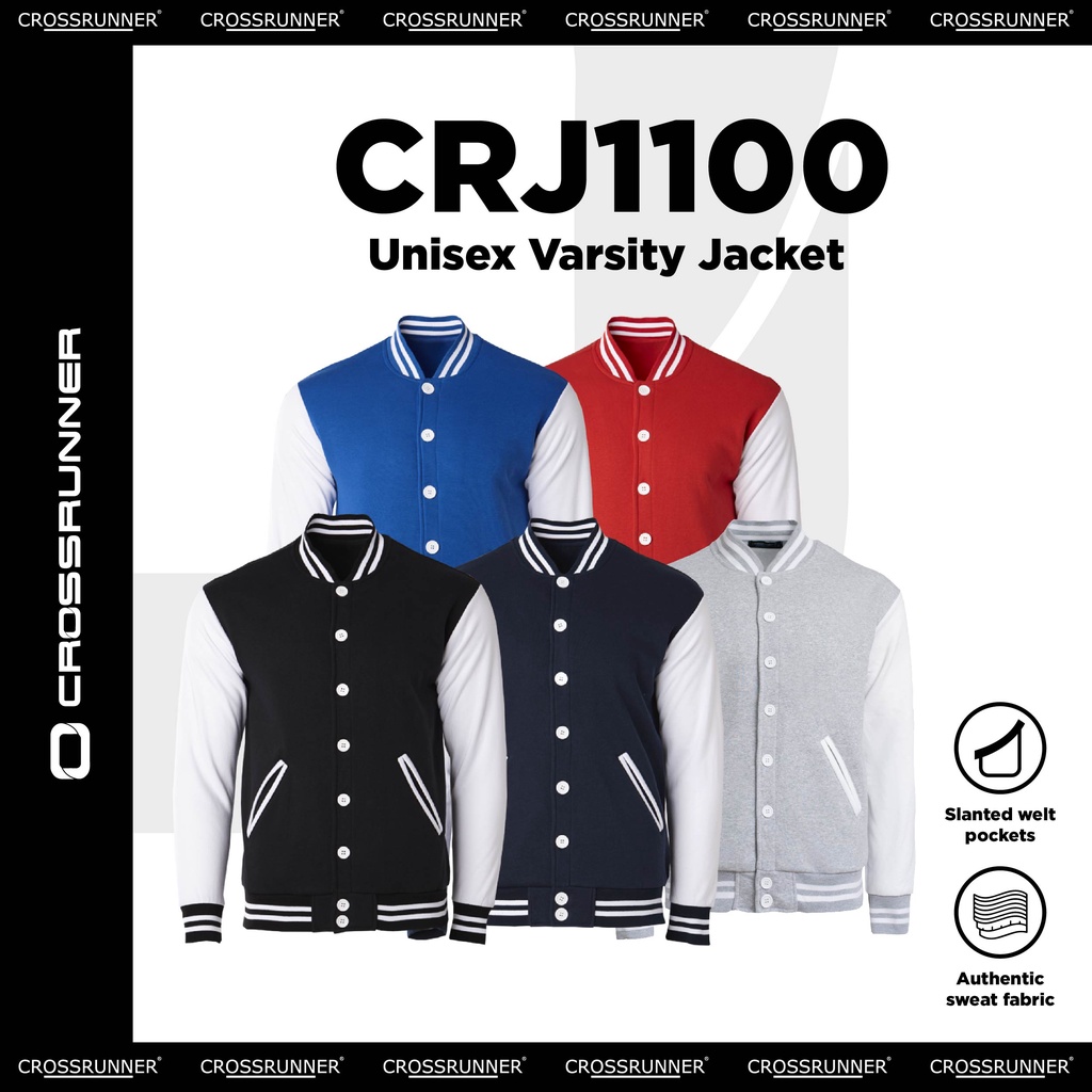 Crossrunner Unisex Varsity Pocket With Tipping Jacket Outerfit ...