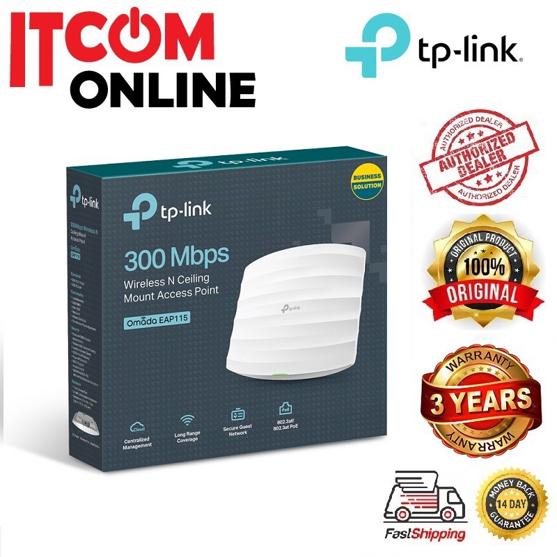 TP-LINK WIFI WIRELESS 300MBPS POE CEILING ACCESS POINT (TL-EAP115)