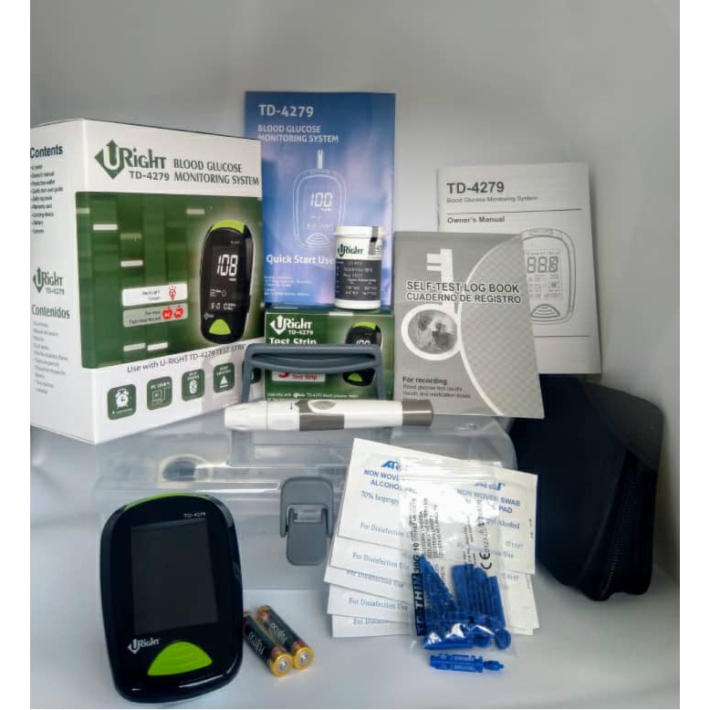 25 TEST STRIPS + READY TO USE URIGHT BLOOD GLUCOSE MONITORING SYSTEM ...