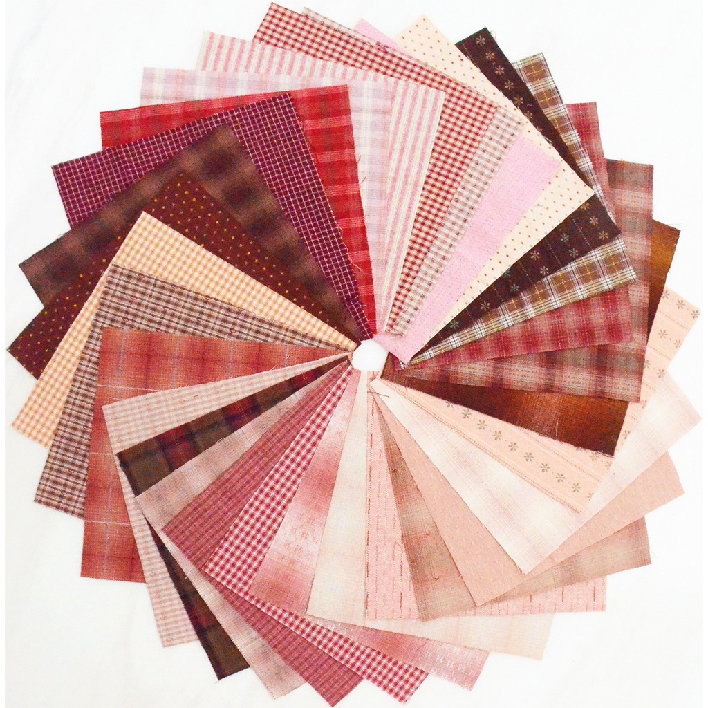 30Pcs Pink Red Colors Japanese Yarndyed Fabric DIY Handmade Patchwork