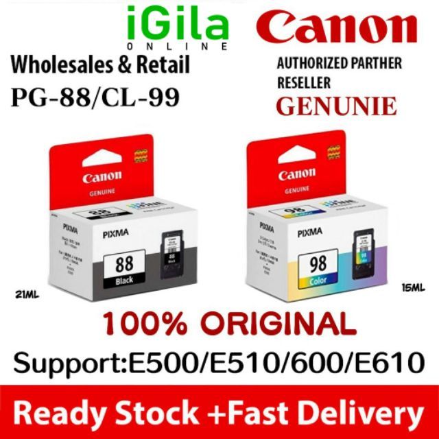 CANON PG88 / CL98 CARTRIDGE INK FOR CANON E510 E500,600,610 PG88 CL98