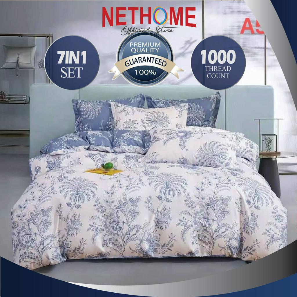 Exclusive Cadar Comforter Set (7IN1) 1000 Thread Count Bedsheet Queen