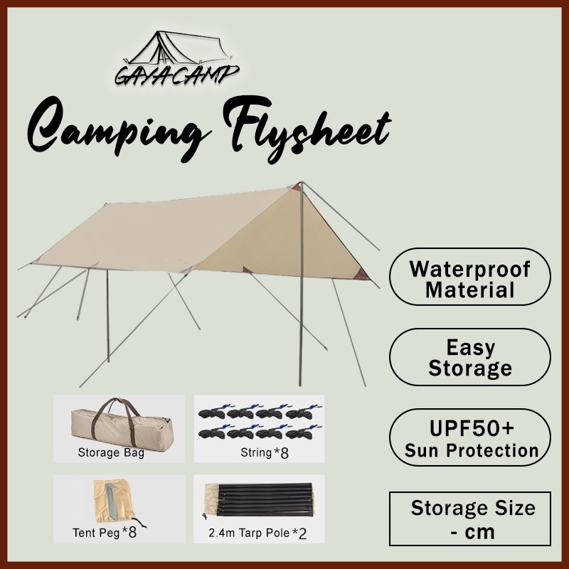 GAYACAMP Tarp Flysheet 3x5m 🔥 Waterproof Easy Assemble Sunshade Shelter ...