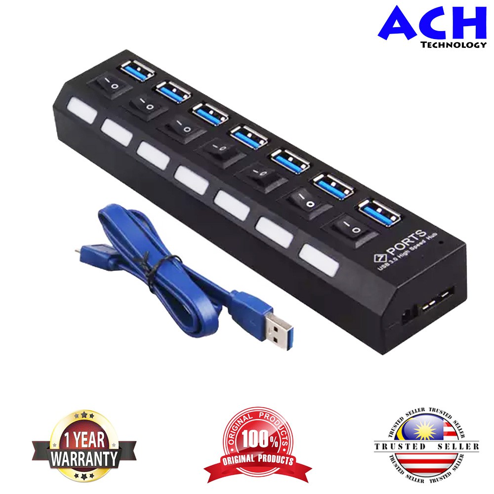 USB3.0 to USB3.0 x 7 port Power On/Off Switch Hub | Shopee Malaysia