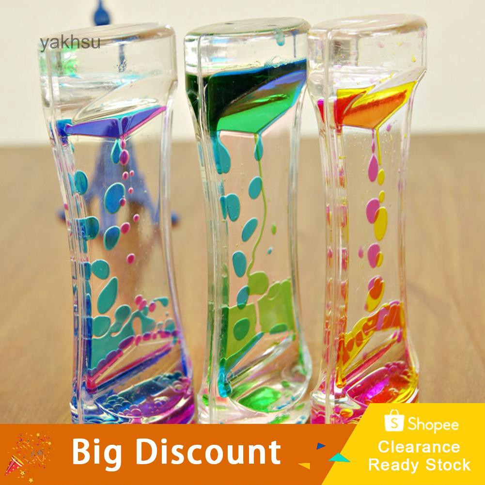 yak_Double Colors Oil Hourglass Liquid Floating Motion Bubbles Timer ...