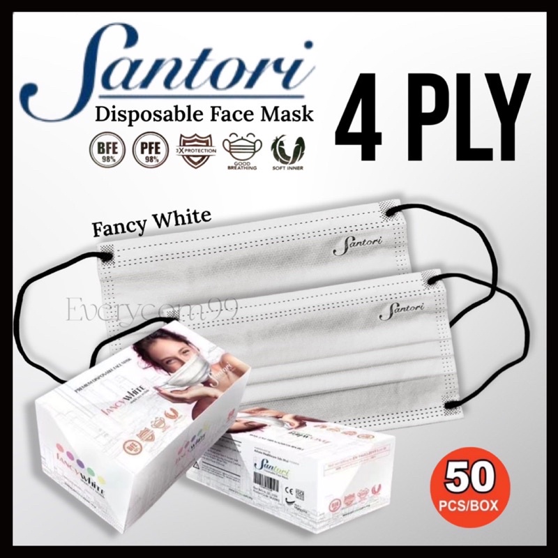 Santori Premium Disposable Face Mask 4PLY Earloop Surgical Mask Made in Malaysia 25pcs/50pcs