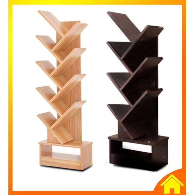 [OneHome] Rack Tree Shape Book Shelf Wood Floor Vertical Storage Rak ...