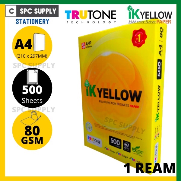 🔥IK Yellow🔥 A4 Paper 80gsm - 500 Sheets/Kertas A4 Paper Putih/Photostat ...