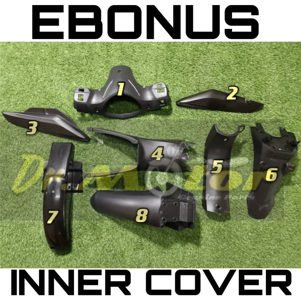 SYM EBONUS E BONUS Cover Inner Set KAVER HITAM CAVER Coverset cover meter  centre rear fender magat seat cover 2+3 SIDE COVER LR | PGMall