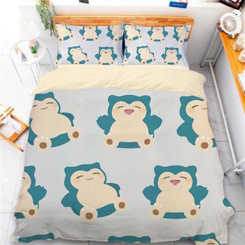 XYG Pokemon Snorlax 3in1 Bedding Set Bed Sheet Quilt Cover