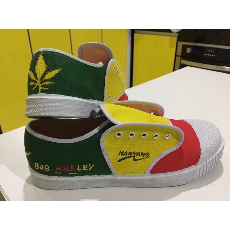 Kasut Nanyang Custom Bob Marley Stylo Fancy Sepak Takraw STL Custom ...