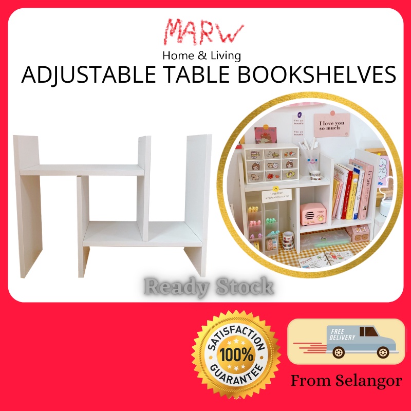 Table Book Shelf Adjustable Rack Shelf Rak Buku Meja Bookshelf Rack Rak ...