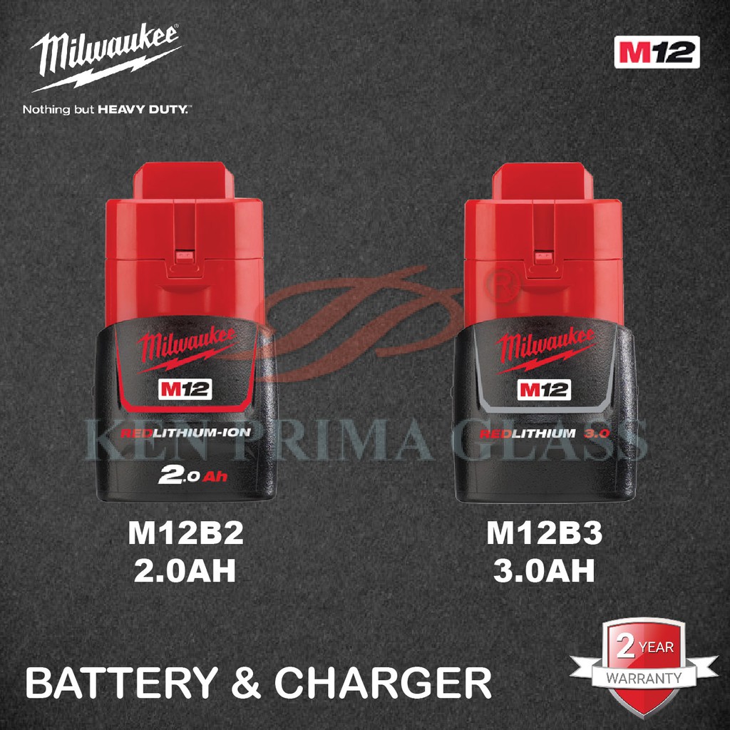 Milwaukee M12 Battery M12B2 (2.0Ah) M12B3 (3.0Ah) | Shopee Malaysia