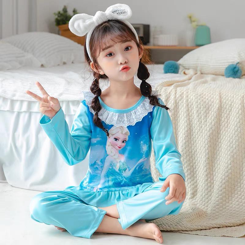 READY STOCK MSIA 1 12yr old Girl Pajamas Frozen Elsa Sleepwear