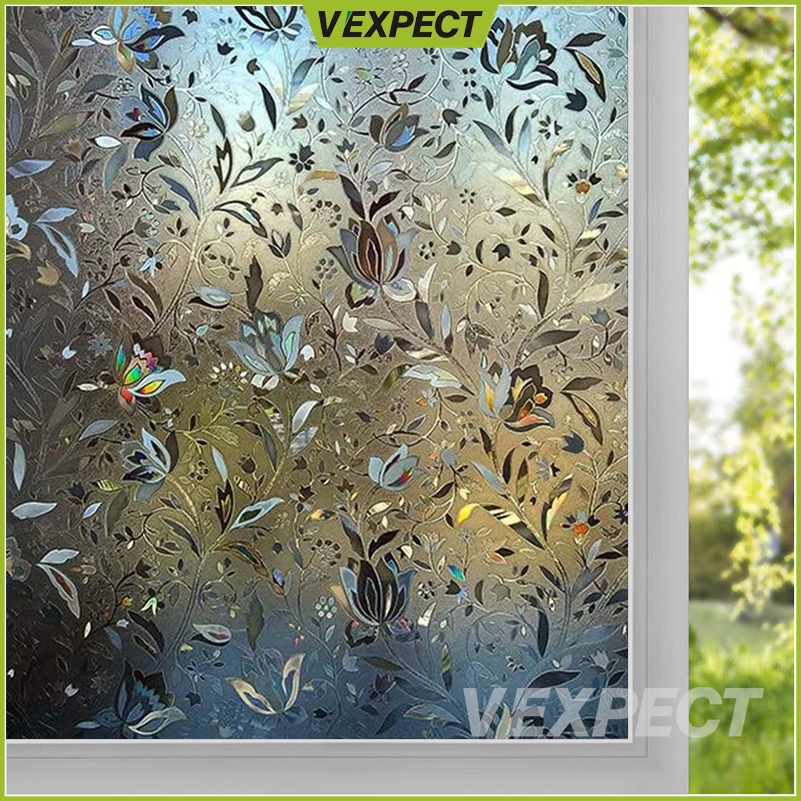 3d Window Sticker Film, Frosted Glass Sticker for Window Privacy, No