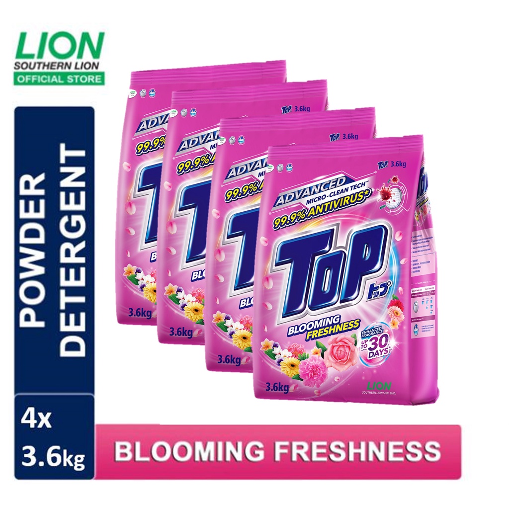 TOP Powder Laundry Detergent Blooming Freshness (3.6kg x 4) Shopee