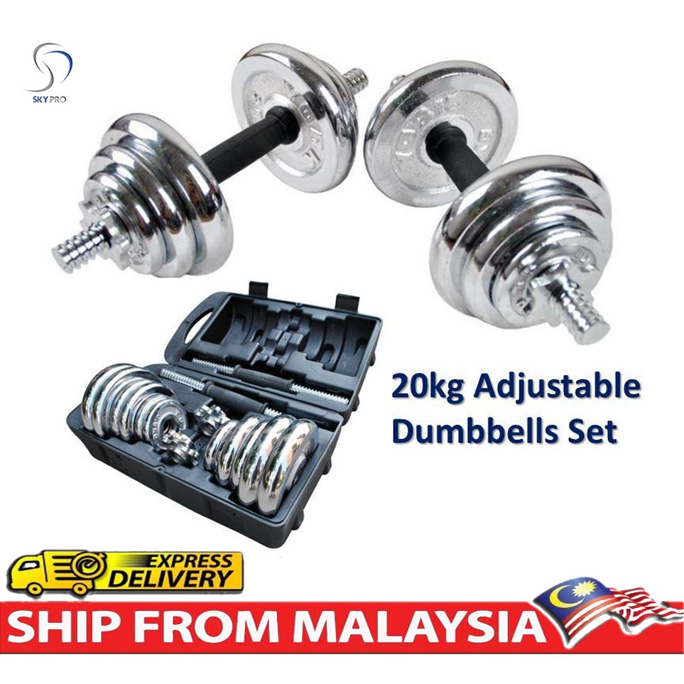 Chrome Dumbbell Set Adjustable Spinlock York Fitness Gym Dumbbell