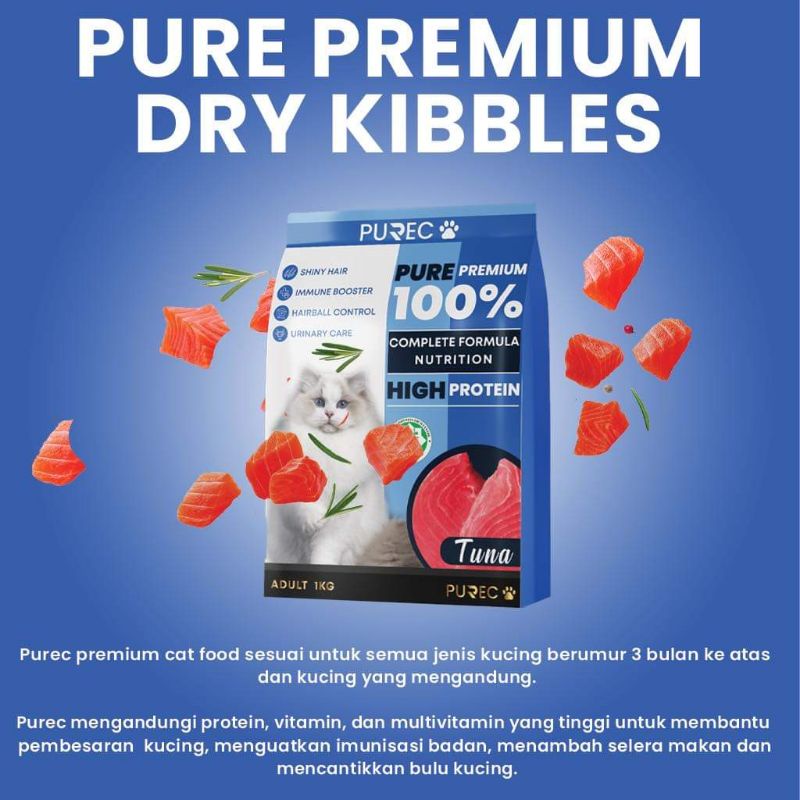 PUREC Pure Premium Dry Kibbles HIGH PROTEIN 1KG Shopee Malaysia