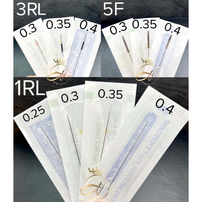 50PCS TATOO NEEDLE| 1RL 3RL 5F | 0.3 0.35 0.4 | PMU eyebrows lip ...