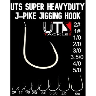 1PCS)UTS SUPER HEAVY DUTY J-PIKE JIGGING HOOK New Coating 1#;1/0;2