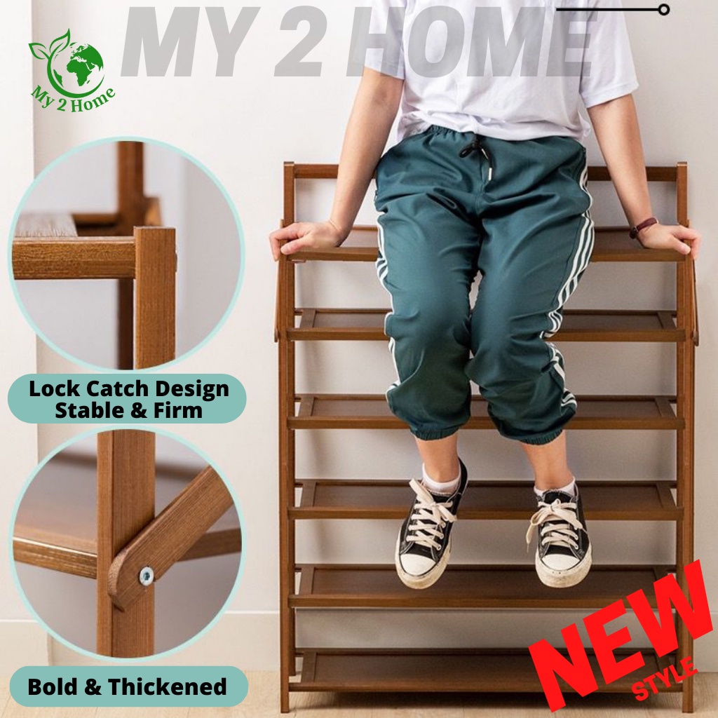 Multipurpose Shoe Rack (Installation-Free) Foldable Wooden RAK KASUT ...