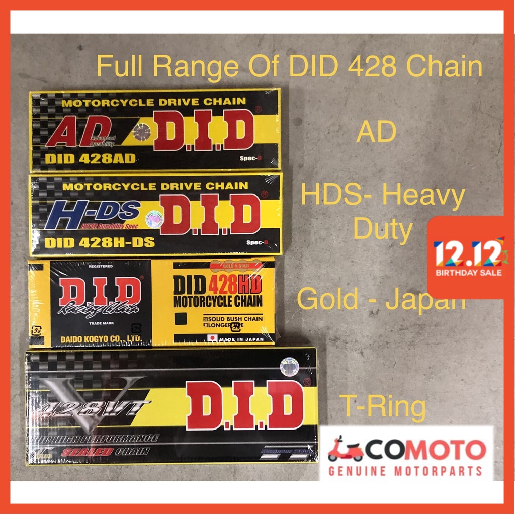 DID 428HD Heavy Duty Gold Drive Chain – 142 Links – 428 Pitch – Made In Japan