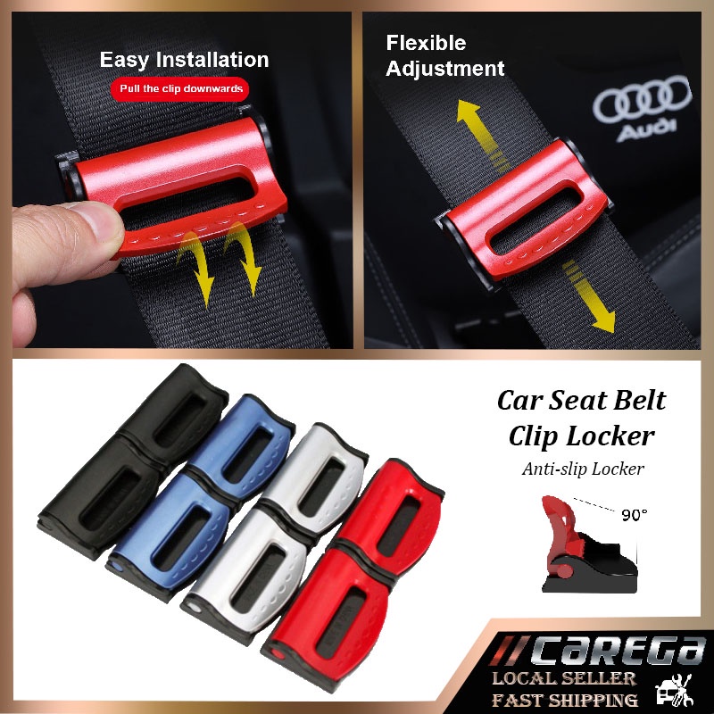 2pcs Universal Car Seat Belt Clip Adjustable Lock Safety Clips Tali Keledar  Tali Pinggang Extender Kereta Car Assesories