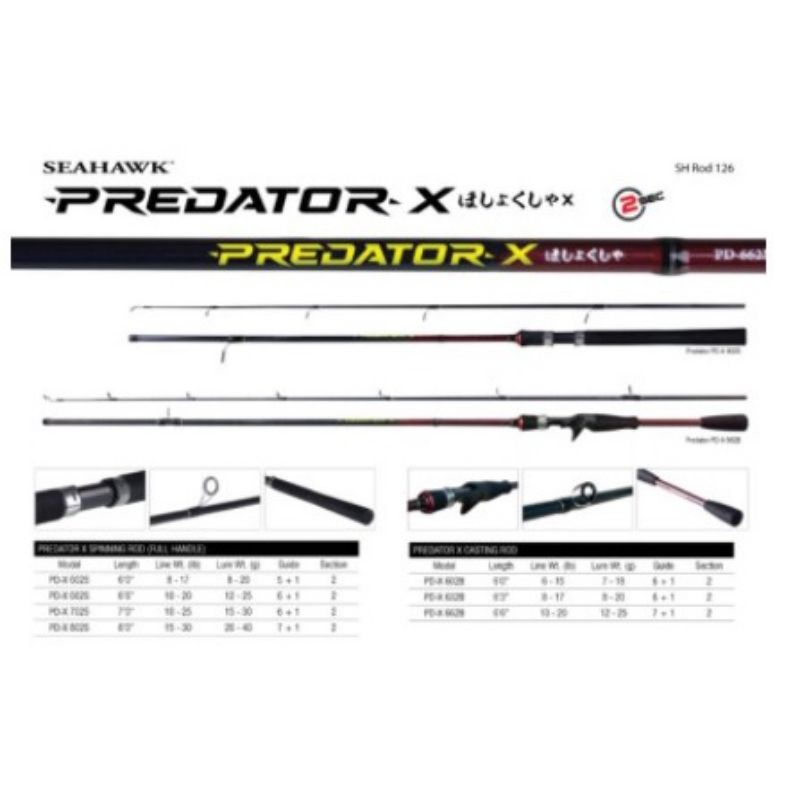 SEAHAWK PREDATOR-X CASTING /SPINNING FISHING ROD | Shopee Malaysia