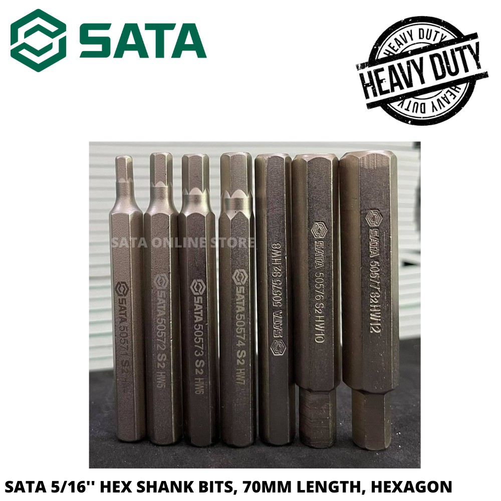 SATA 5/16'' HEX SHANK BITS, 70MM LENGTH, HEXAGON / HEX SHANK BITS ...