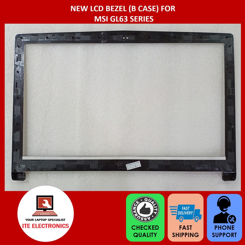 New MSI GL63 LCD Back Cover & Bezel With Hinges – For 8RC 8RD 8RE 8SC 9RC Models