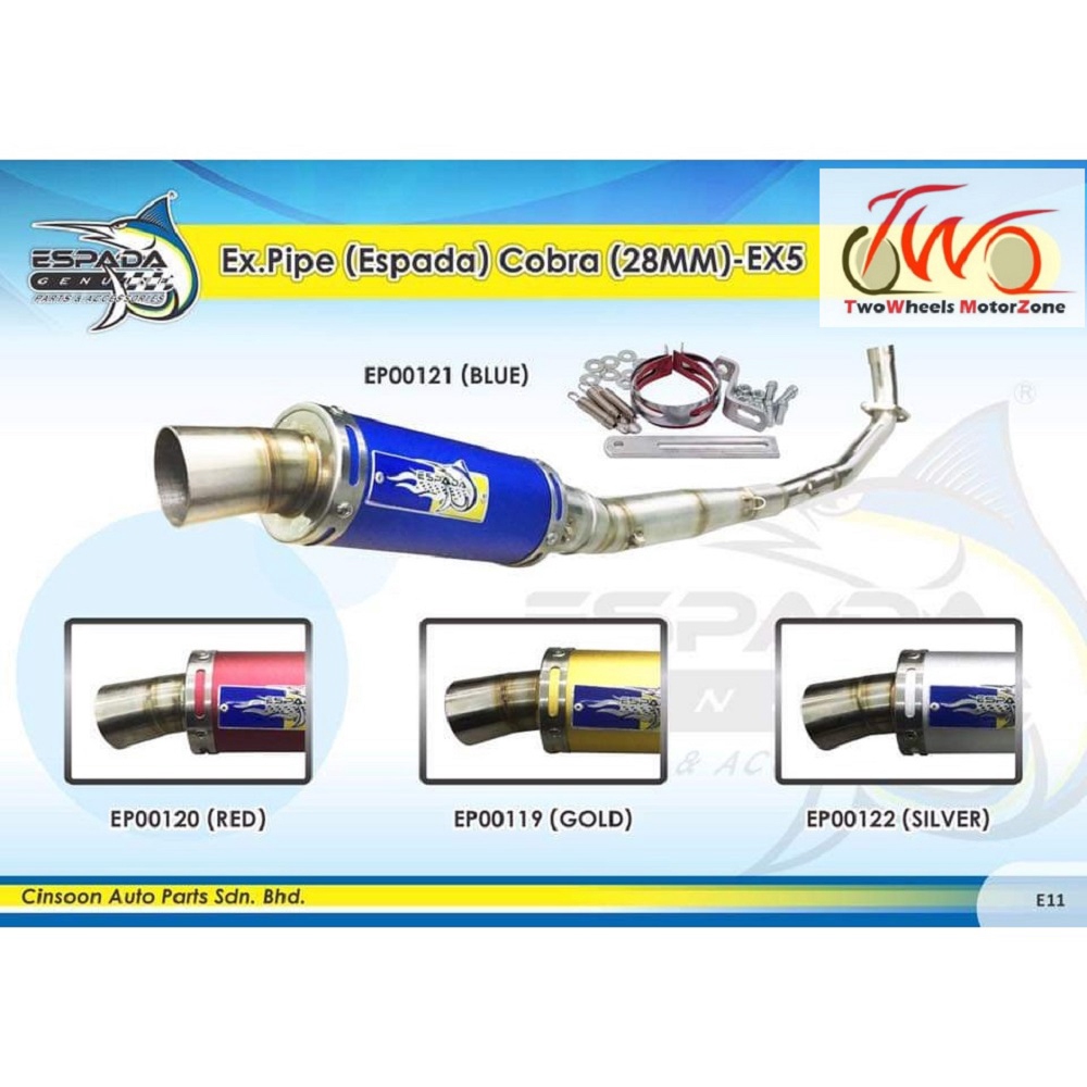 EX5 EXHAUST PIPE MUFFLER COBRA RACING 28MM ESPADA Shopee Malaysia