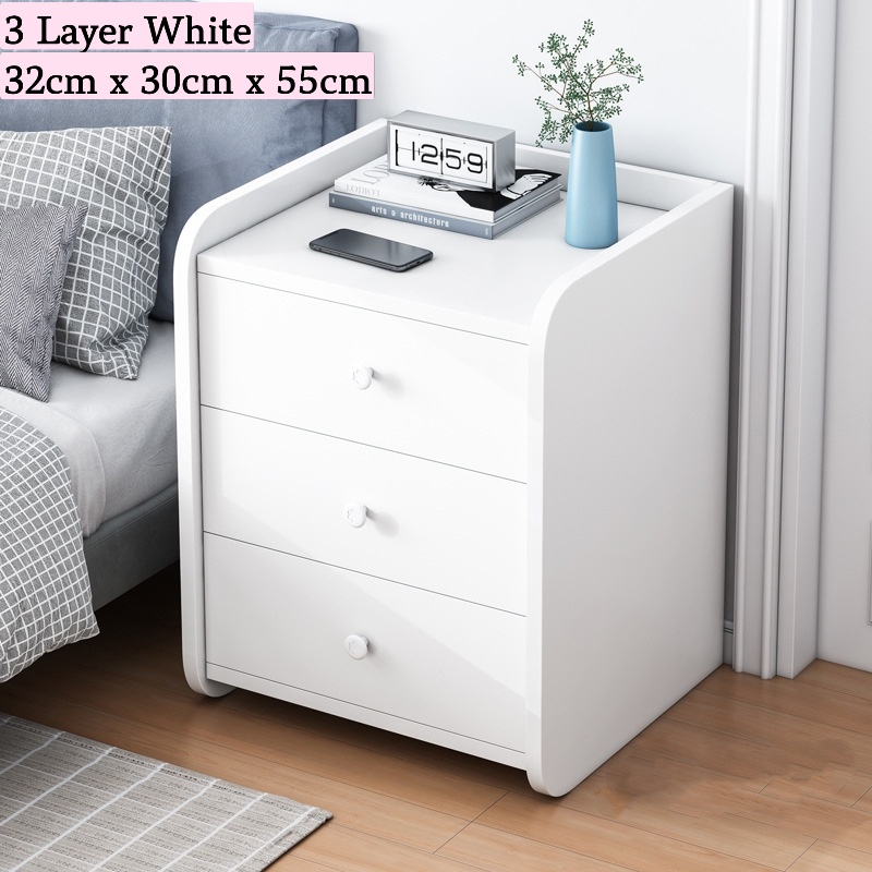 Bedroom Bedside Table Cabinet Side Drawer Storage Wood Modern Bed ...