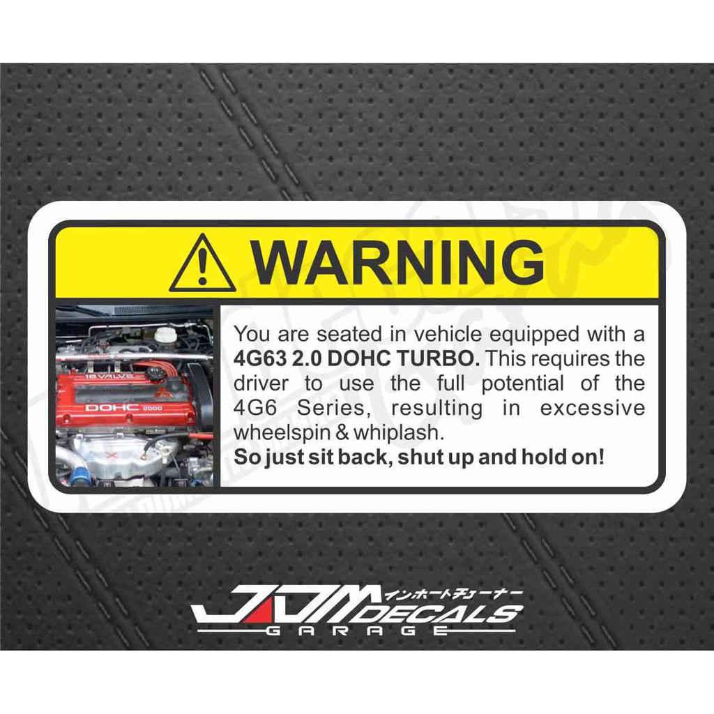 Funny Warning Sticker - 4G63 2.0 DOHC Turbo | Shopee Malaysia