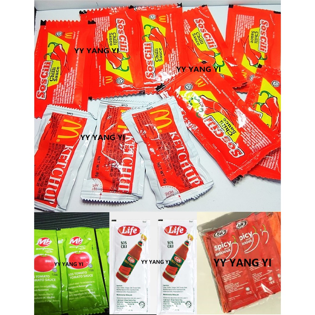 Mcdonalds Mcd Mekdi A&W KFC Marrybrown Sachet Chili Tomato Sauce Black