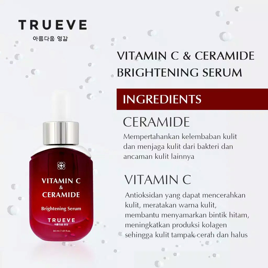 TRUEVE VITAMIN C & CERAMIDE Brightening 30 ML, Korean Facial Serum ...