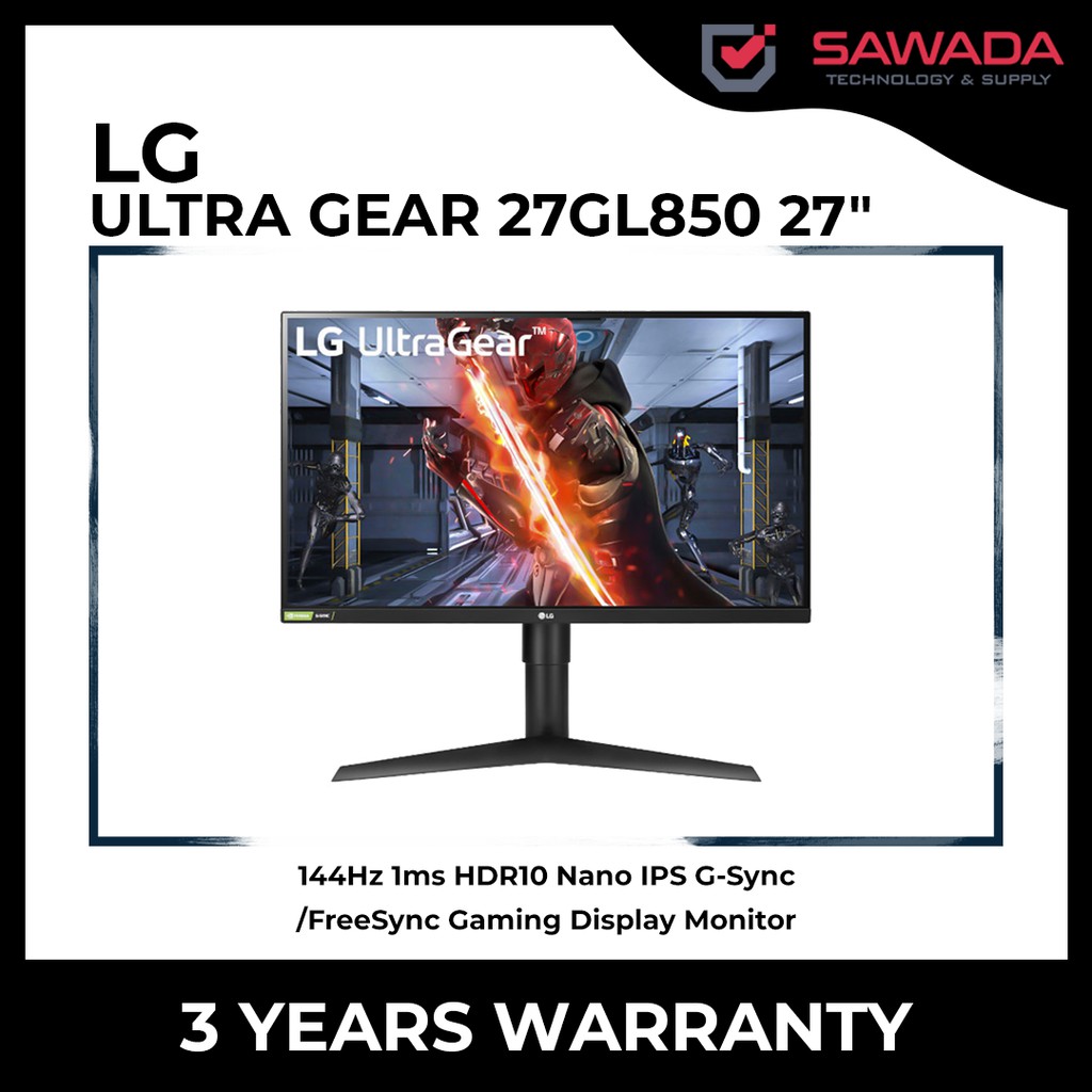 LG 27" 27GL850 UltraGear 144Hz 1ms HDR10 Nano IPS G-Sync/FreeSync ...