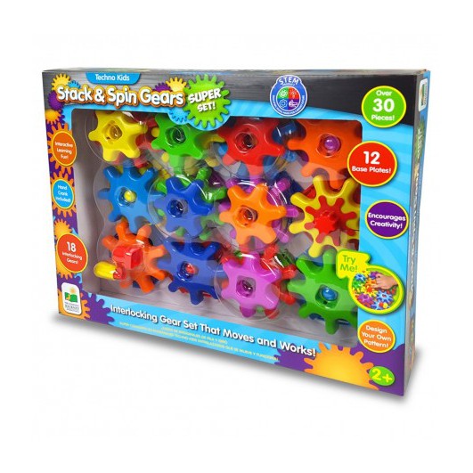 Techno kids stack shop and spin gears