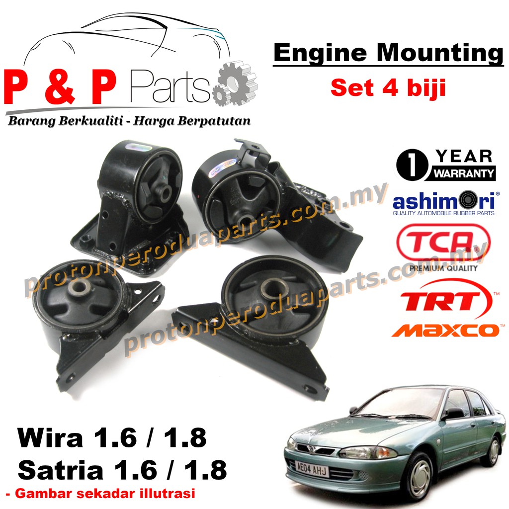 Engine Mounting - 4pcs SET - Proton Wira Satria Old Putra 1.6 1.8 - 1 ...
