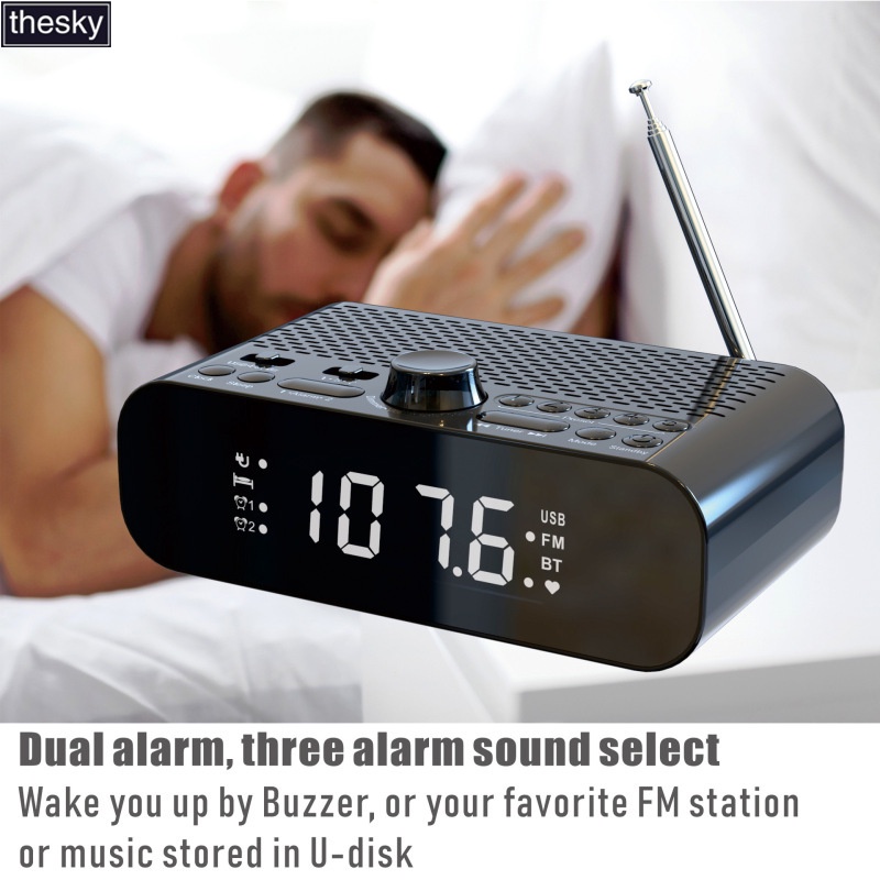 BTA5 LED Display Bedside FM Clock Radio with Bluetooth Speaker